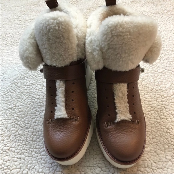 COACH URBAN HIKER Shearling Leather Platform Boots - Picture 3 of 7